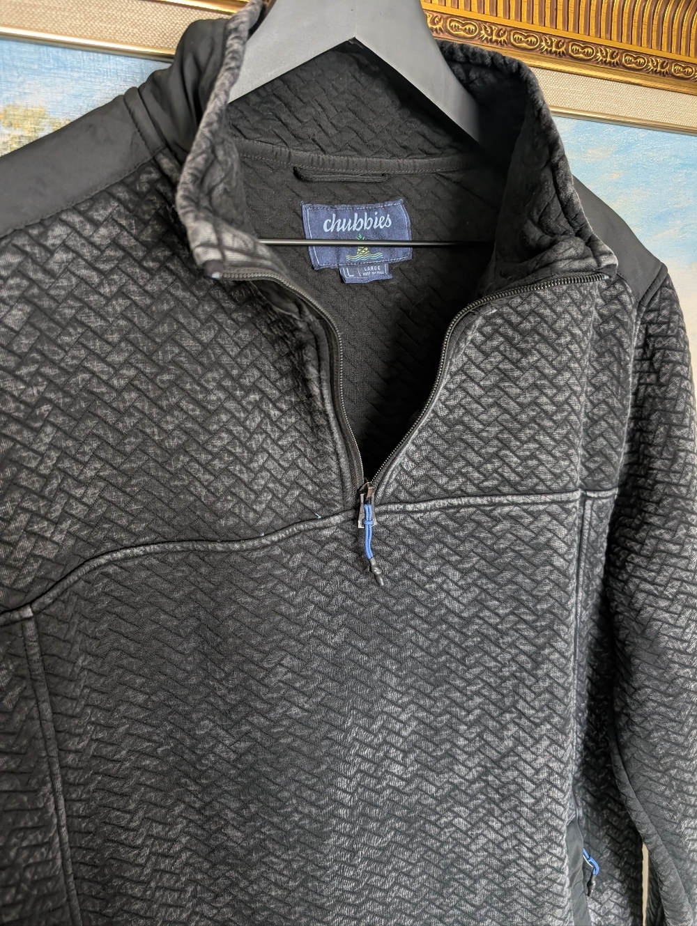 Chubbies Black Quilted Half-Zip Pullover